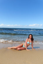 Load image into Gallery viewer, Blue Ice Sparkle Bandeau Bikini Set - Juniper
