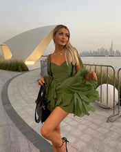 Load image into Gallery viewer, Green Long Sleeve Mini Dress