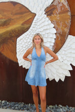 Load image into Gallery viewer, Coastal Breeze Denim Halter Mini Dress