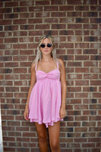 Load image into Gallery viewer, Blush Bow Back Mini Dress
