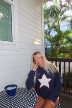 Load image into Gallery viewer, Starlit Nights Knit Sweater – Navy & White