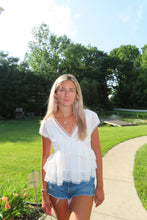 Load image into Gallery viewer, Ivory Lace Trim Tiered Babydoll Top - Juniper