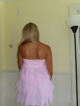 Load image into Gallery viewer, Pink Ruffle Strapless Dress