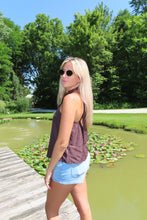 Load image into Gallery viewer, Chocolate Brown Halter Tank Top | Flowy Summer Sleeveless Top