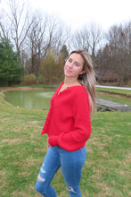 Load image into Gallery viewer, Red Button-Up Cardigan