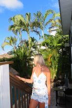 Load image into Gallery viewer, Blue seashell crop top & mini skirt set | coastal summer matching set