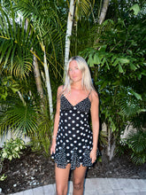 Load image into Gallery viewer, Midnight Polka Dot Mini Dress