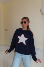 Load image into Gallery viewer, Starlit Nights Knit Sweater – Navy & White