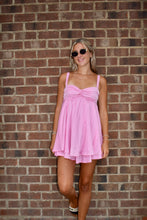 Load image into Gallery viewer, Blush Bow Back Mini Dress