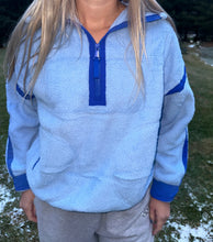 Load image into Gallery viewer, Sky Blue Half-Zip Sherpa Pullover