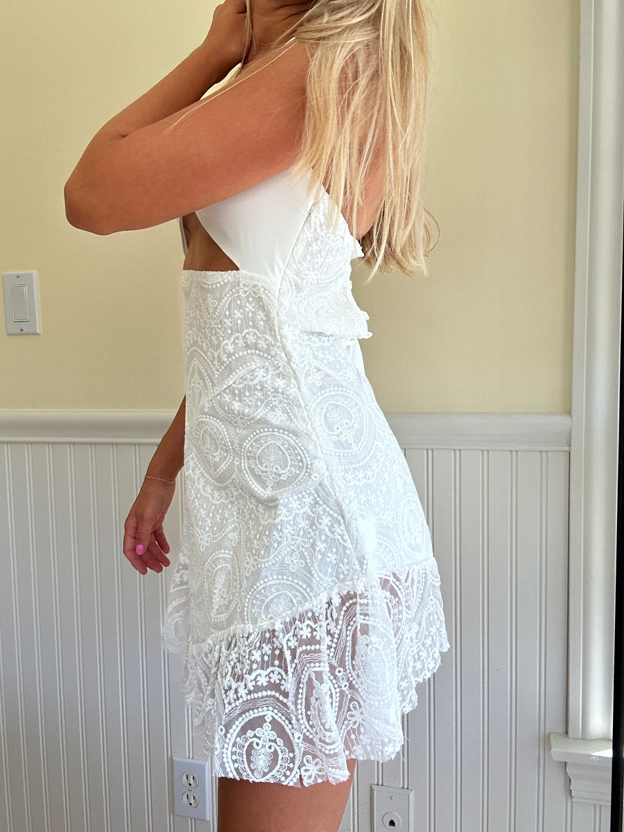 新品）LAUBE BLANC Pin-tuck Lace Mini Dress Pin-tuck Lace Mini Dress – L'AUBE BLANC