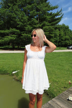 Load image into Gallery viewer, Mini White Floral Dress