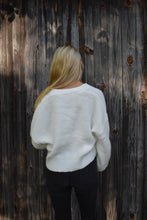 Load image into Gallery viewer, White Off-the-Shoulder Knit Sweater – Slouchy Cozy Pullover - Juniper