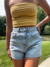 Load image into Gallery viewer, Blue denim Mom Jean Shorts