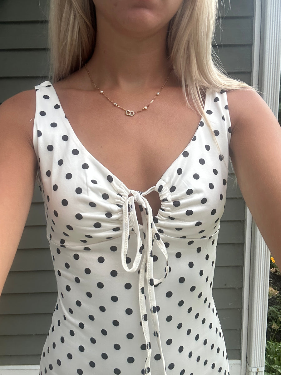Polka Dot Tie-Front Mini Dress  Juniper