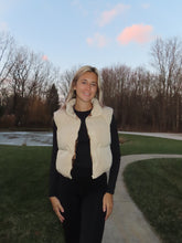 Load image into Gallery viewer, Beige Cropped Puffer Vest