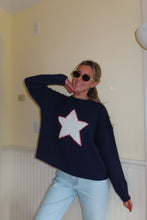 Load image into Gallery viewer, Starlit Nights Knit Sweater – Navy & White
