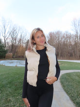 Load image into Gallery viewer, Beige Cropped Puffer Vest