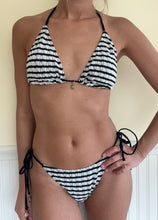 Load image into Gallery viewer, Black & White Textured Stripe Bikini Set