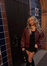 Load image into Gallery viewer, Burgundy Blaze Leather Jacket