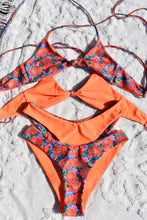 Load image into Gallery viewer, Orange Floral Reversible Cheeky Bikini Set
