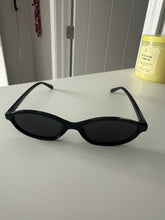 Load image into Gallery viewer, Black Retro Oval Sunglasses – Trendy Slim 90s Style Shades - Juniper