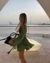 Load image into Gallery viewer, Green Long Sleeve Mini Dress