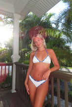Load image into Gallery viewer, Blue & White Ribbed Triangle Bikini Set