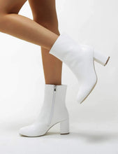 Load image into Gallery viewer, White Leather Ankle Booties - Juniper
