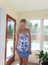 Load image into Gallery viewer, Blue Floral Halter Dress