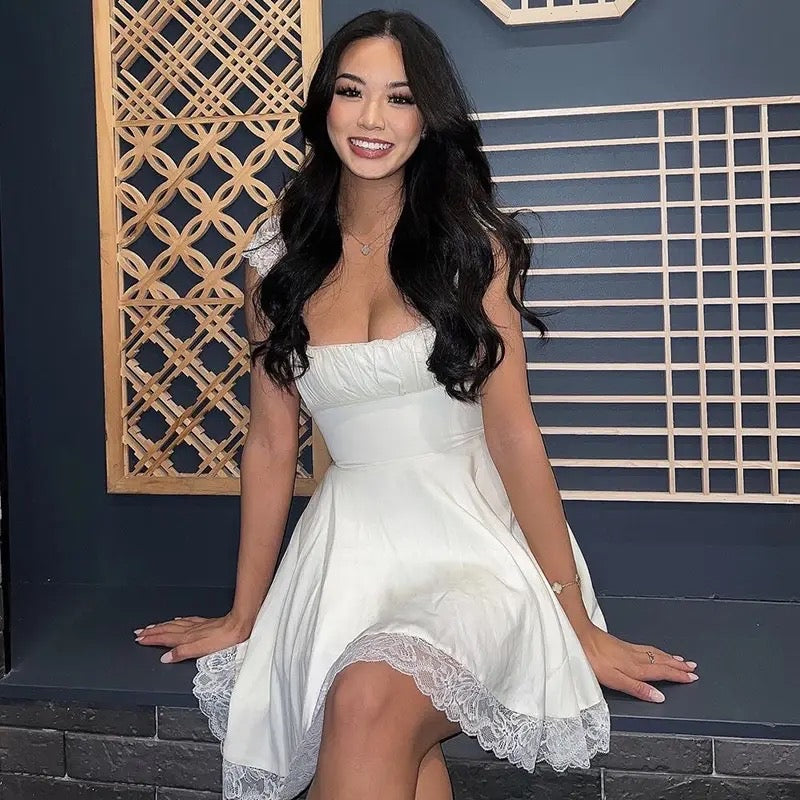 Lace Whisper Fit & Flare Mini Dress  Juniper