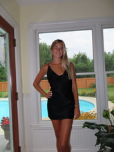 Load image into Gallery viewer, Satin Black Homecoming Dress