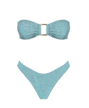Load image into Gallery viewer, Blue Ice Sparkle Bandeau Bikini Set - Juniper