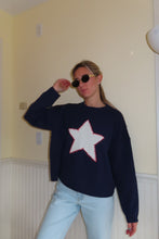 Load image into Gallery viewer, Starlit Nights Knit Sweater – Navy & White
