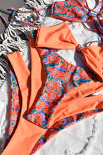 Load image into Gallery viewer, Orange Floral Reversible Cheeky Bikini Set