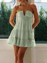 Load image into Gallery viewer, Mini Strapless Halter A-Line Dress - Juniper