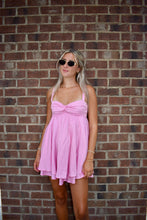 Load image into Gallery viewer, Blush Bow Back Mini Dress