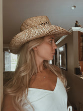 Load image into Gallery viewer, Coastal Cowgirl Straw Beaded Charm Hat
