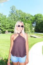 Load image into Gallery viewer, Chocolate Brown Halter Tank Top | Flowy Summer Sleeveless Top