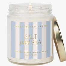 Load image into Gallery viewer, Salt and Sea Candle | Sea Salt, Citrus, Musk & Amber Soy Candle | Coastal Beach Scented Candle | Clean Burning Home Fragrance