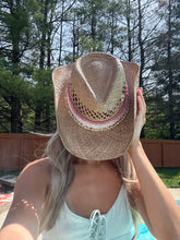 Load image into Gallery viewer, Coastal Cowgirl Straw Beaded Charm Hat