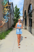 Load image into Gallery viewer, Coastal Breeze Denim Halter Mini Dress