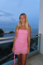 Load image into Gallery viewer, Pink Strapless Ruffle Dress