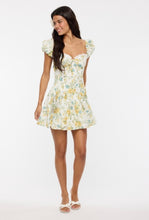 Load image into Gallery viewer, Floral Puff-Sleeve Cutout Mini Dress