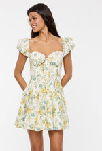 Load image into Gallery viewer, Floral Puff-Sleeve Cutout Mini Dress