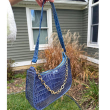 Load image into Gallery viewer, Blue Snakeskin Mini Handbag