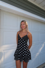Load image into Gallery viewer, Midnight Polka Dot Mini Dress