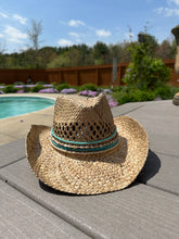 Load image into Gallery viewer, Coastal Cowgirl Straw Beaded Charm Hat