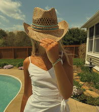 Load image into Gallery viewer, Coastal Cowgirl Straw Beaded Charm Hat