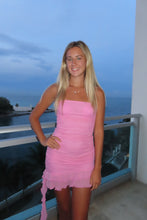 Load image into Gallery viewer, Pink Strapless Ruffle Dress